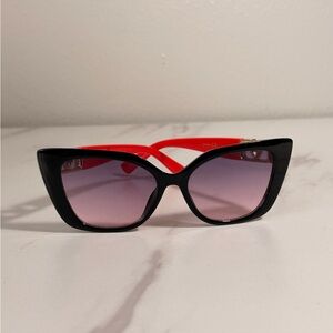 Black & Red Cat Eye Sunglasses with Gradient Lenses